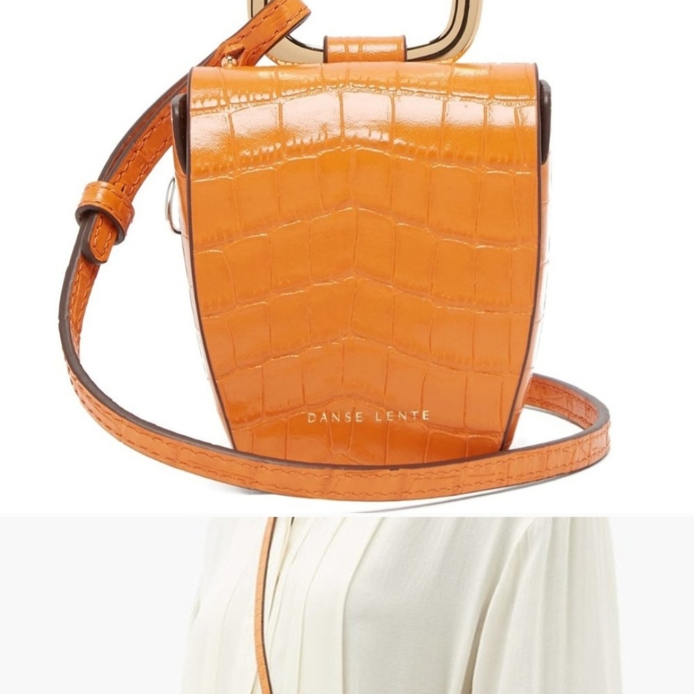 Danse Lente "Pablo" Orange Croc-Embossed Women's Bag